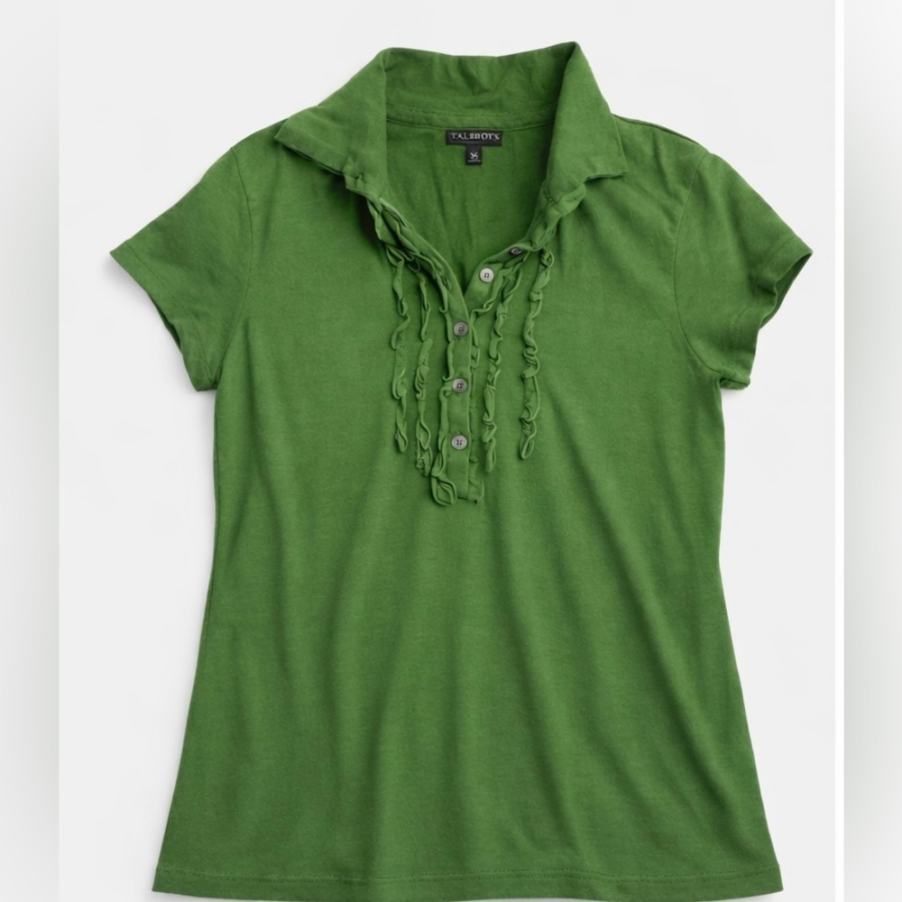 Talbots Green Ruffle Button Shirt Women’s M – Casual Top